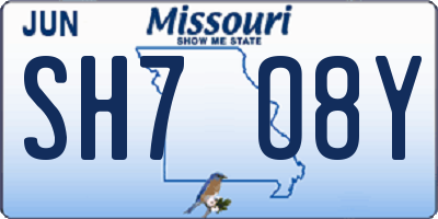 MO license plate SH7O8Y