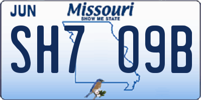 MO license plate SH7O9B