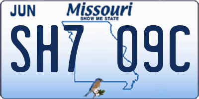 MO license plate SH7O9C