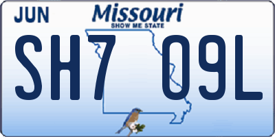 MO license plate SH7O9L