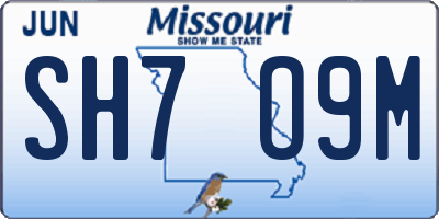 MO license plate SH7O9M