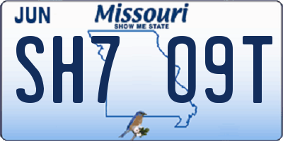 MO license plate SH7O9T