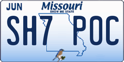 MO license plate SH7P0C