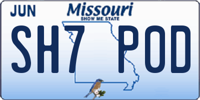 MO license plate SH7P0D
