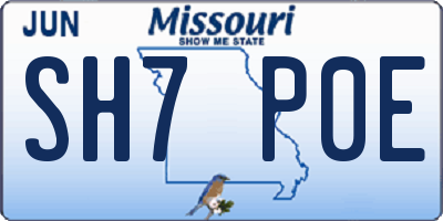 MO license plate SH7P0E