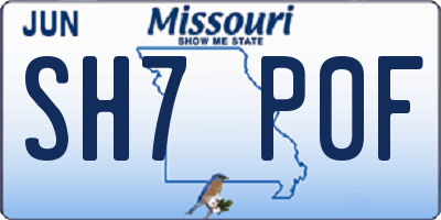 MO license plate SH7P0F