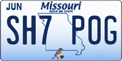 MO license plate SH7P0G