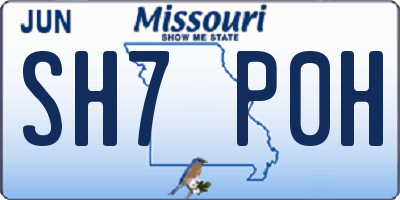 MO license plate SH7P0H