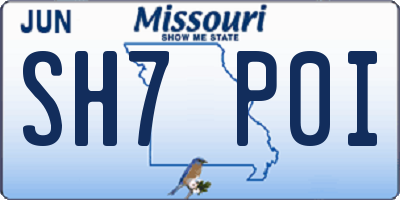 MO license plate SH7P0I