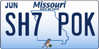 MO license plate SH7P0K