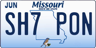 MO license plate SH7P0N