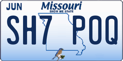 MO license plate SH7P0Q