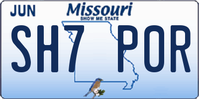MO license plate SH7P0R