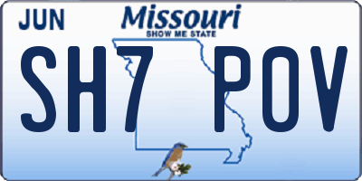 MO license plate SH7P0V