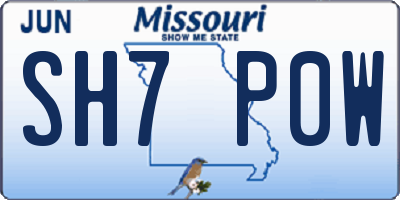 MO license plate SH7P0W
