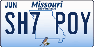 MO license plate SH7P0Y