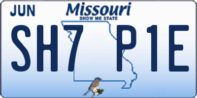MO license plate SH7P1E