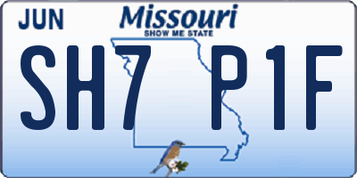MO license plate SH7P1F