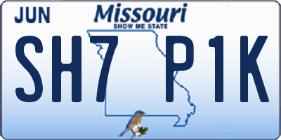 MO license plate SH7P1K