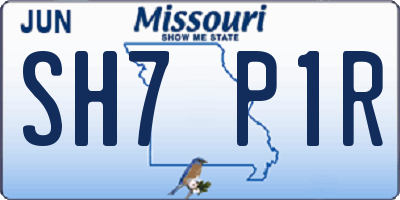 MO license plate SH7P1R