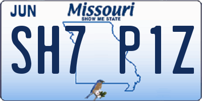 MO license plate SH7P1Z