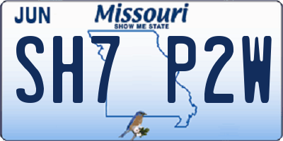 MO license plate SH7P2W
