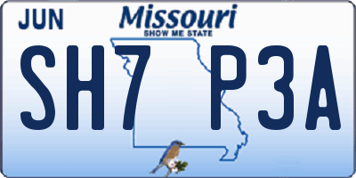 MO license plate SH7P3A
