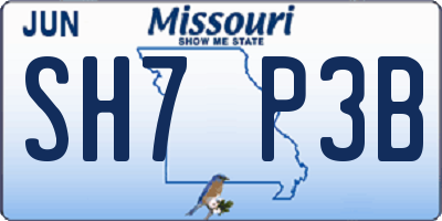 MO license plate SH7P3B
