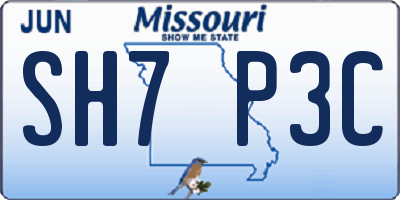 MO license plate SH7P3C
