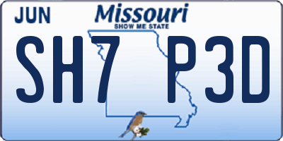 MO license plate SH7P3D