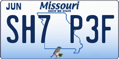 MO license plate SH7P3F