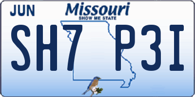 MO license plate SH7P3I