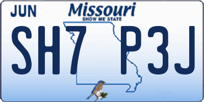 MO license plate SH7P3J