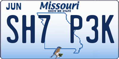 MO license plate SH7P3K