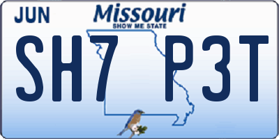 MO license plate SH7P3T