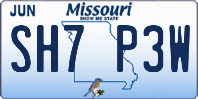 MO license plate SH7P3W