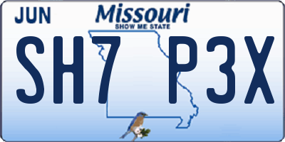 MO license plate SH7P3X