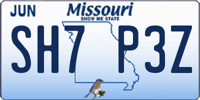 MO license plate SH7P3Z