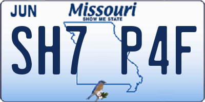 MO license plate SH7P4F