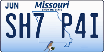 MO license plate SH7P4I