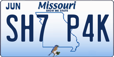 MO license plate SH7P4K