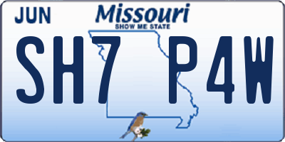 MO license plate SH7P4W