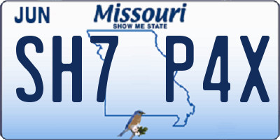 MO license plate SH7P4X