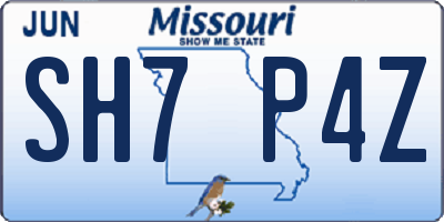 MO license plate SH7P4Z