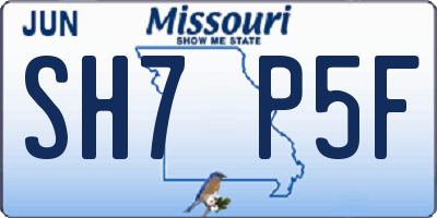 MO license plate SH7P5F