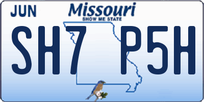 MO license plate SH7P5H