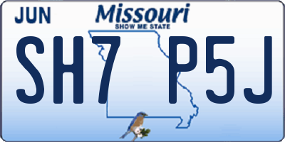 MO license plate SH7P5J