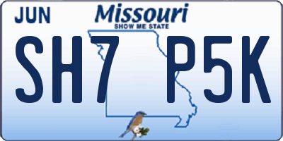 MO license plate SH7P5K