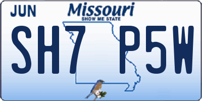 MO license plate SH7P5W
