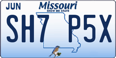 MO license plate SH7P5X